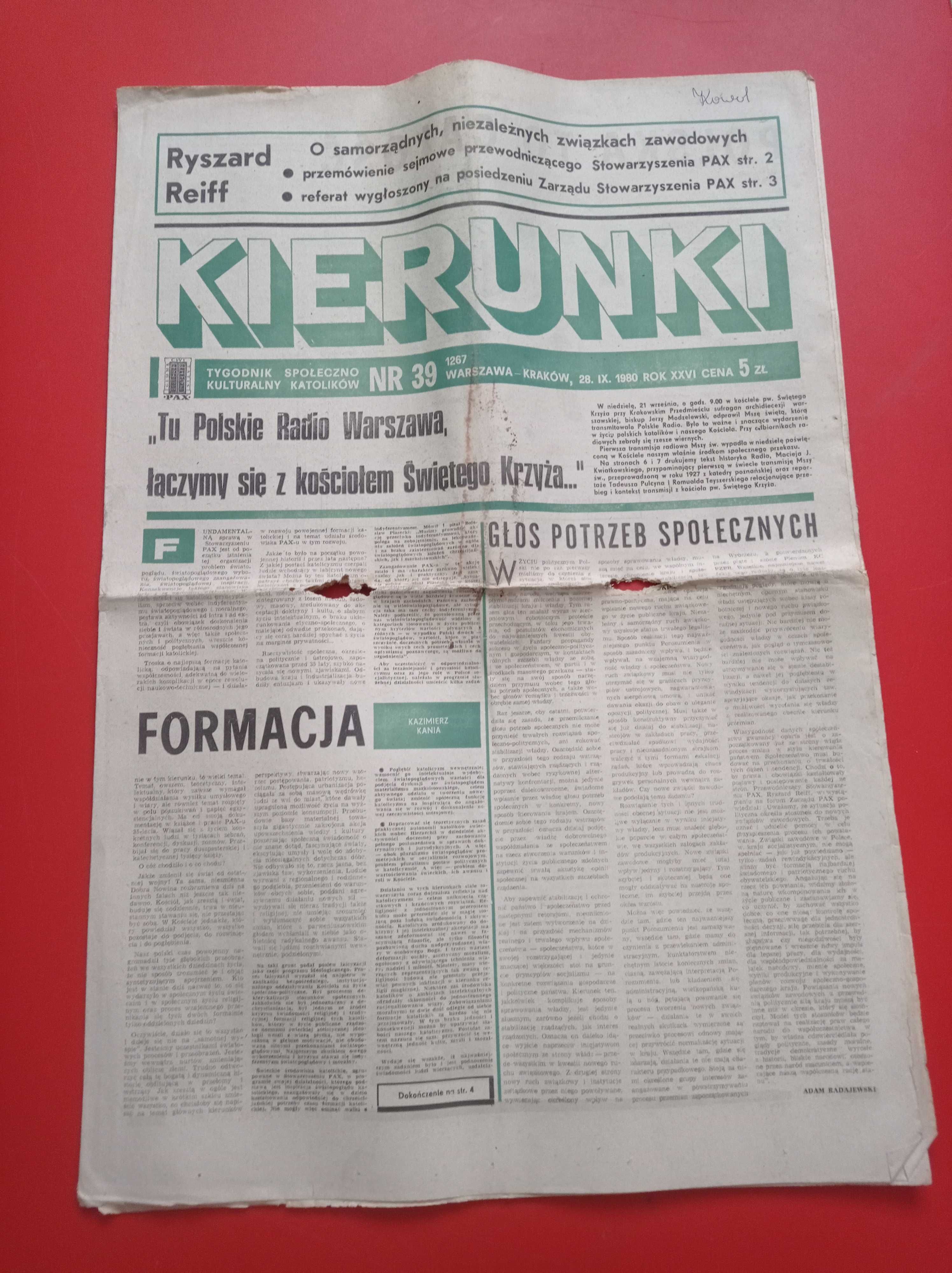 Kierunki tygodnik nr 39 / 1980; 28 września 1980