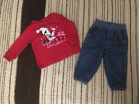 Свитер,джинсы,новогодний образ 6-9 месяцев