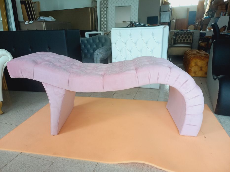 Marquesa para estética, capitonê veludo, 170x60cm rosa