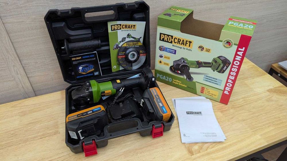 125 мм Безщіткова Болгарка УШМ Procraft +2 АКБ 4.0 Ah (TURBO) +зарядка