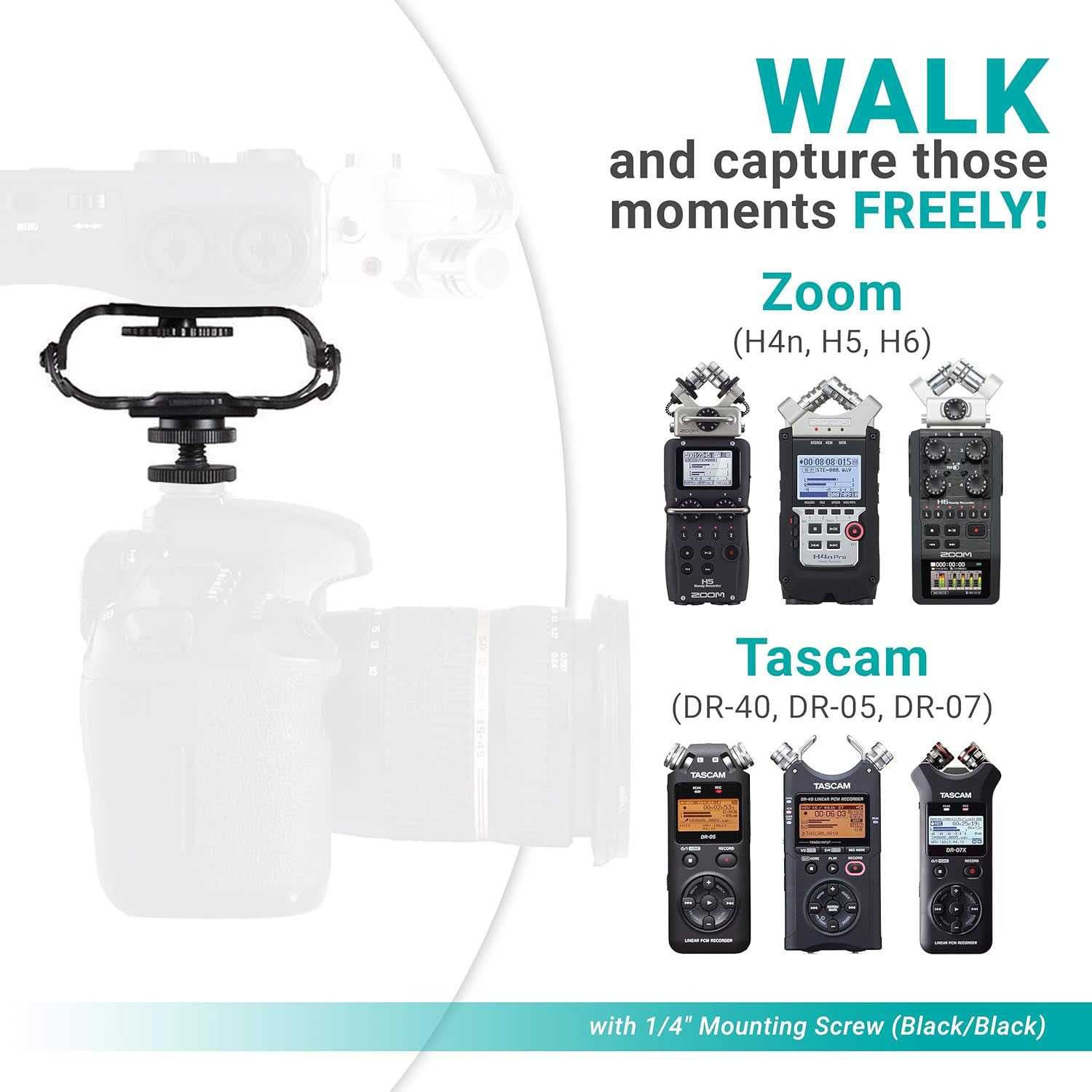 Uchwyt antywstrząsowy anti-shock do rejestratorów audio Zoom, Tascam
