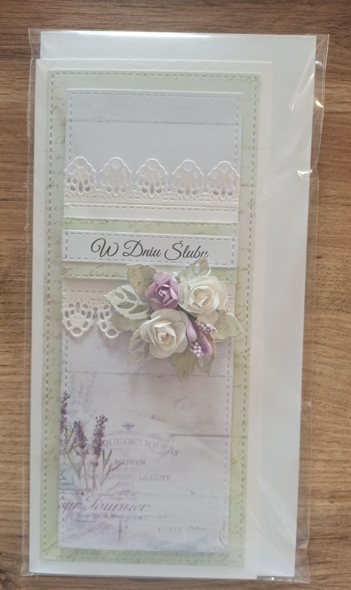 Kartka ręcznie robiona na ślub scrapbooking DL