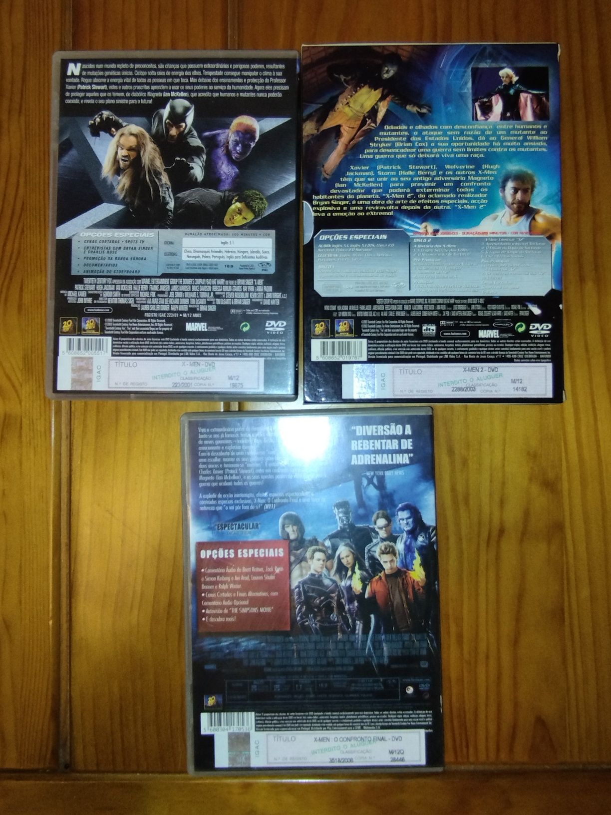 Lote de DVDs X-Men 1, 2 e 3
