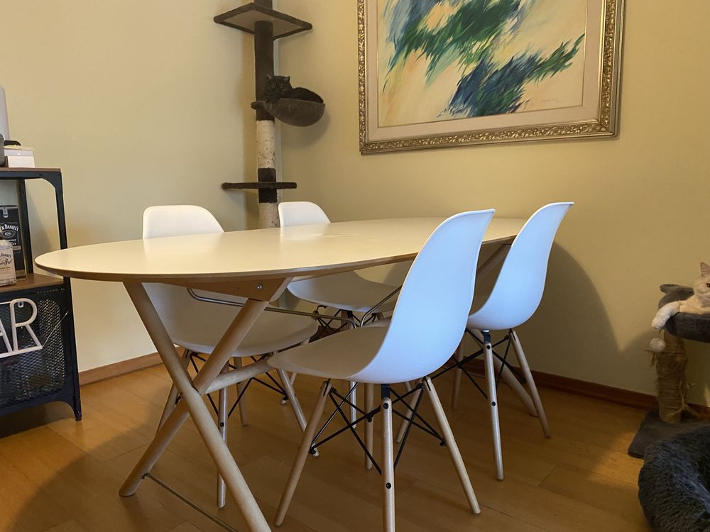 OPORTUNIDADE 150€  Mesa Jantar Oval Ikea Dalshult + 4 cadeiras