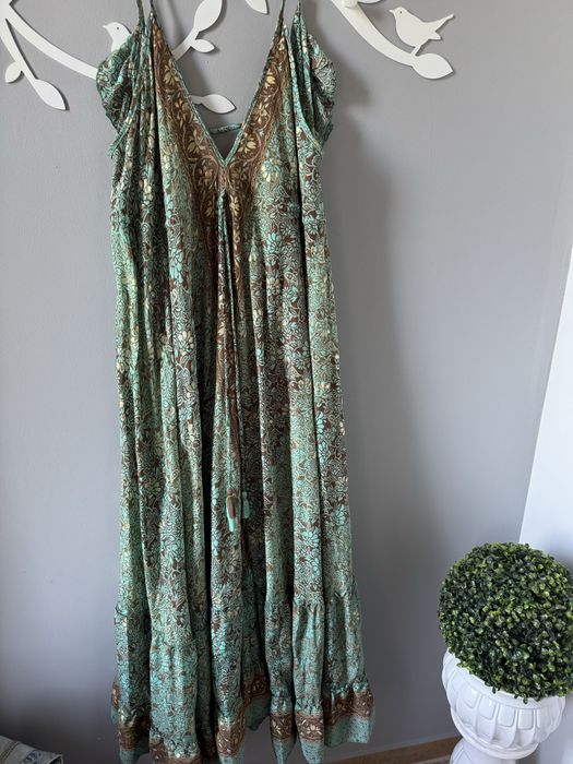 Sukienka jedwab długa maxi na ramiączkach