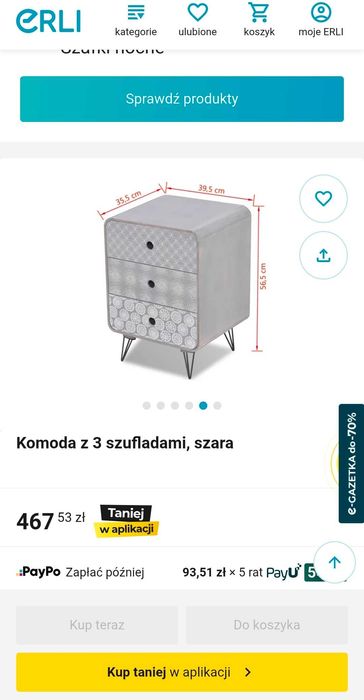 OKAZJA Komoda szafka regal stolik nocny z szufladami vida xl stylowa