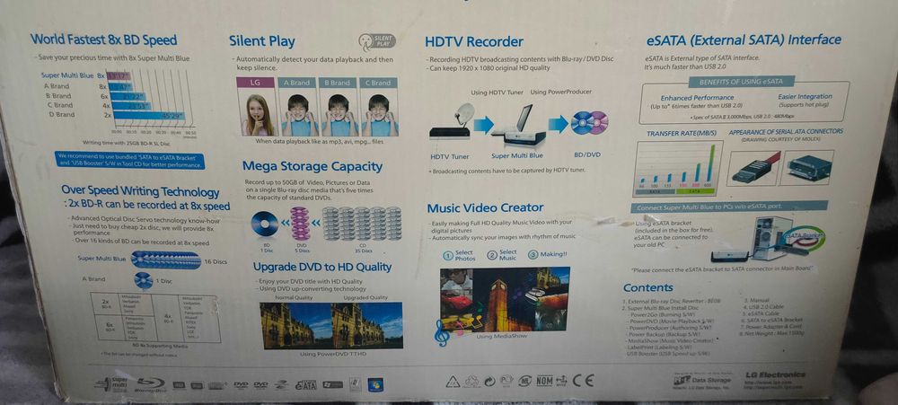 LG BE08LU20 czarno-biały BOX Zewn.nageywarka Blu-Ray/DVD/CD_WAWA ideał