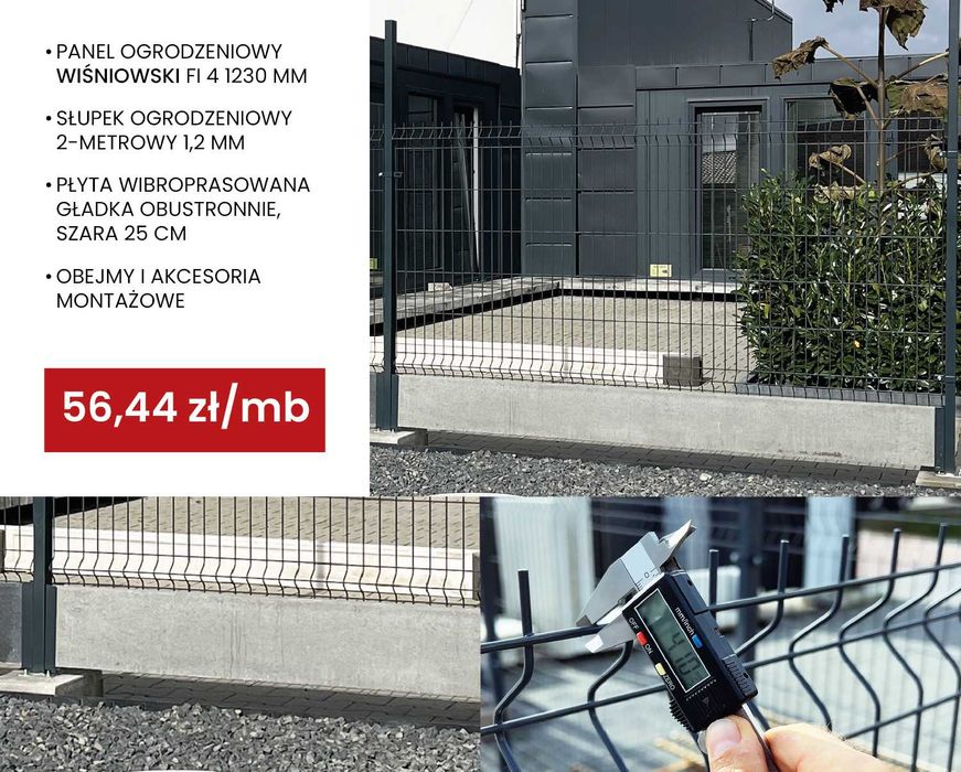 Ogrodzenie Wiśniowski 1230 Fi 4 z płyt. wibropras. obustronna gładka