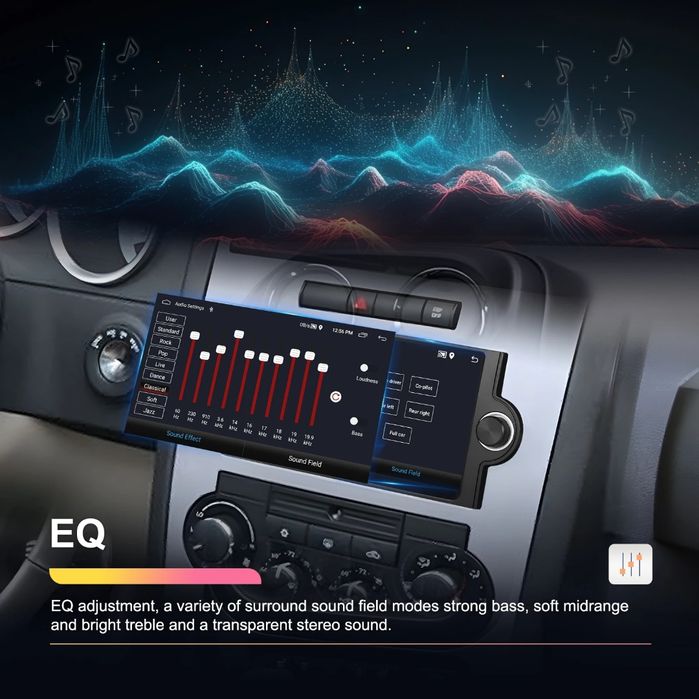 Rádio Android 13 6.2" p/ Jeep/Chrysler/Dodge | GPS | WiFi | EQ | NOVO