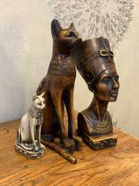 Єгипетські фігури, кіт Бастет, погруддя Нефертіті