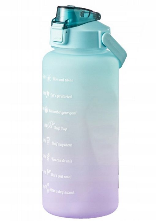 Bidon Motywacyjny Butelka Na Wodę Ze Słomką Uchwytem  2000Ml