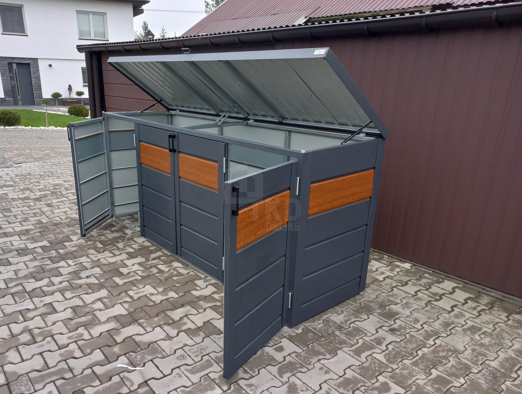 Zabudowa Koszy Na Śmieci Wiata Obudowa 275X80X120 Cm 4X240L  Tkd341