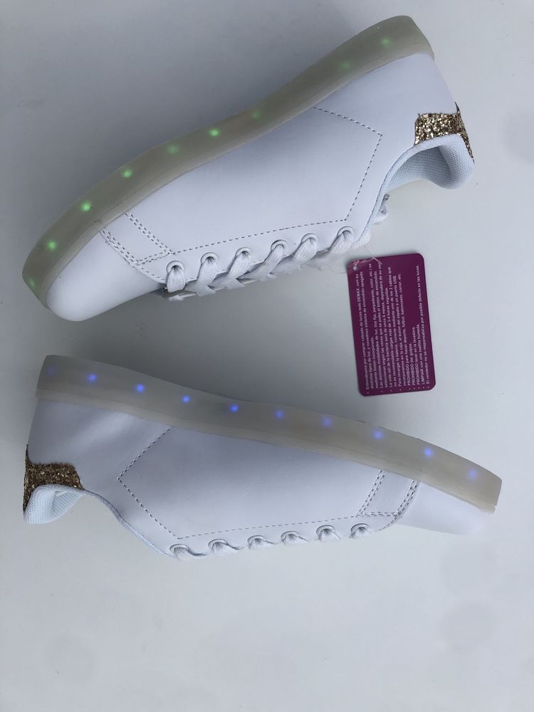 Świecące buty LED białe adidasy superstar 38 39 40