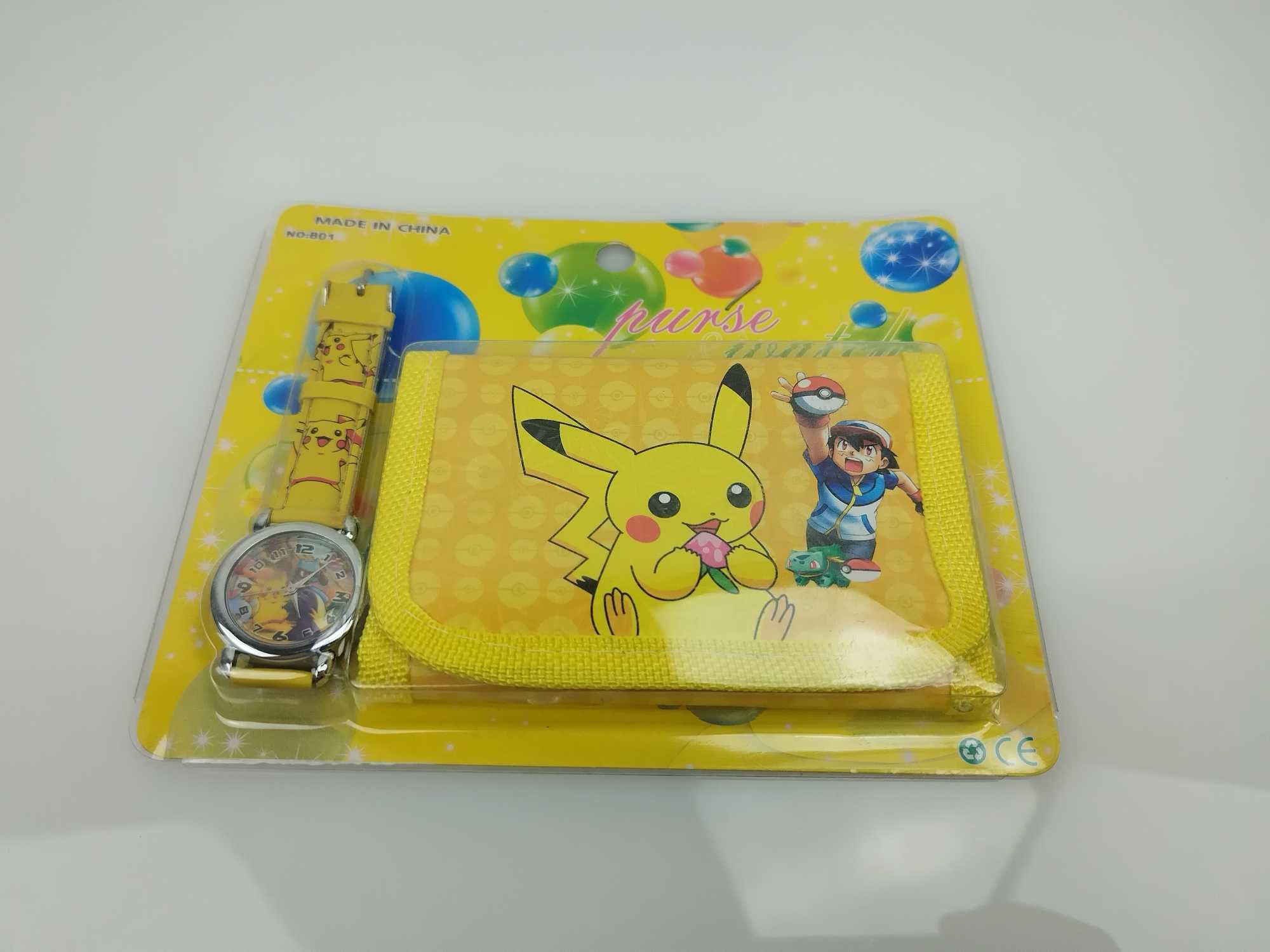Nowy zegarek i portfel pokemon pikachu prezent na dzień dziecka