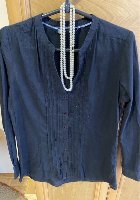 Czarna koszula bluzka tunika Massimo Dutti 100% bawełna M długi rękaw