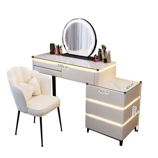 Toaletka Kosmetyczna LED Marmurek Komplet Mebli Blat 80 cm