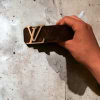 Pasek lv louis vuitton 105cm barazowy z szara klamra