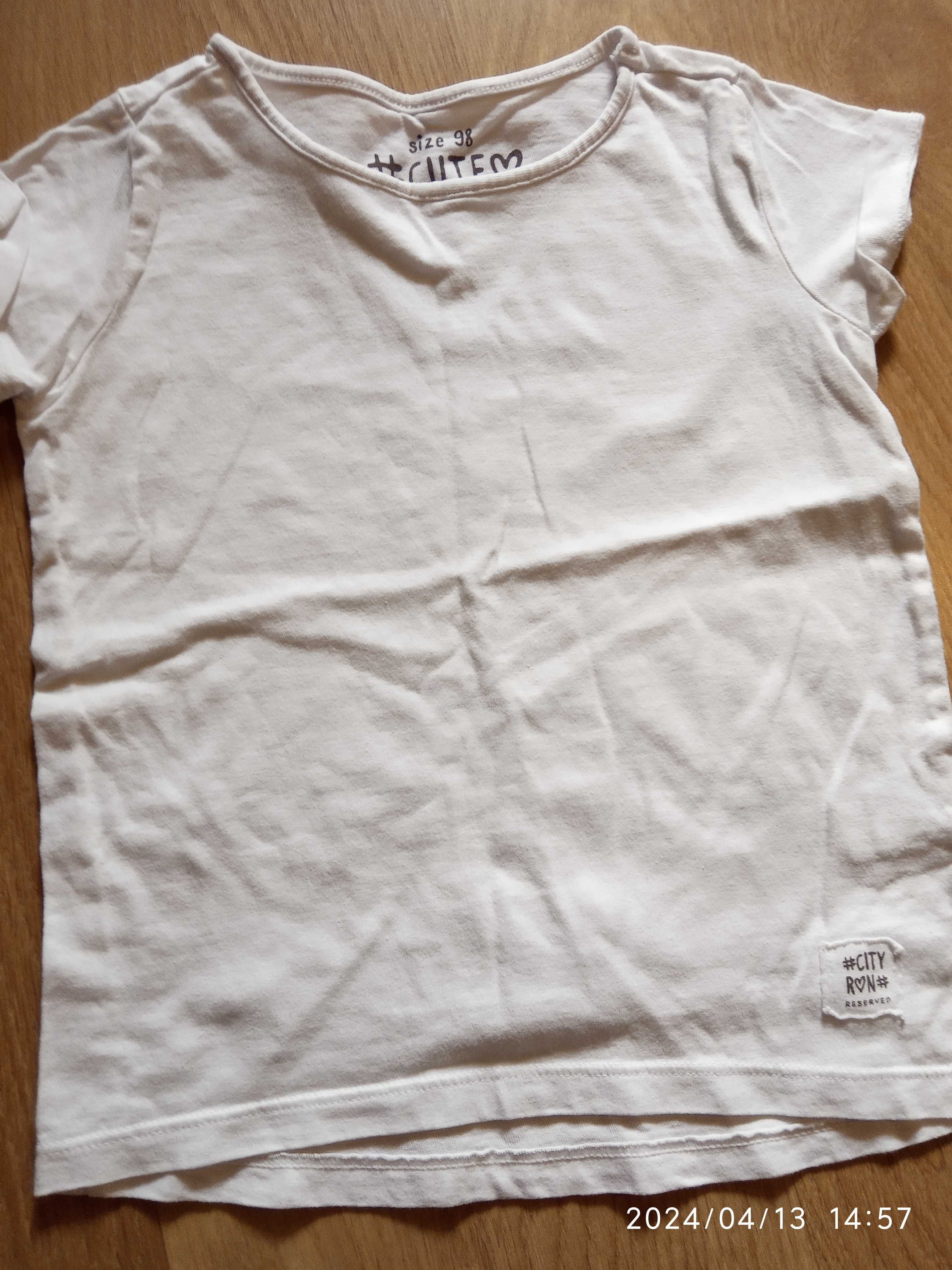 Biały t-shirt podkoszulek dla dziewczynki 98 stan dobry