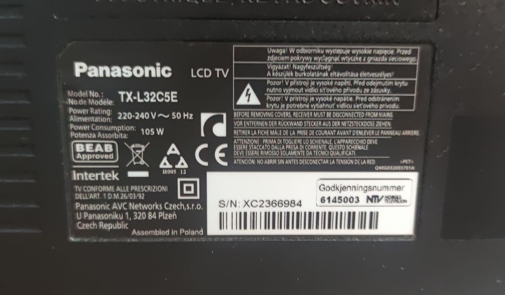 Telewizor HDReady 32 cale Panasonic Viera TX-L32C5E, sprawny.