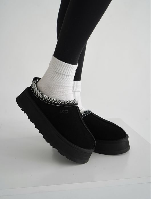 UGG Tazz Slipper Black Чорні Уггі Mini Ultra Platform Угги ugg Капці
