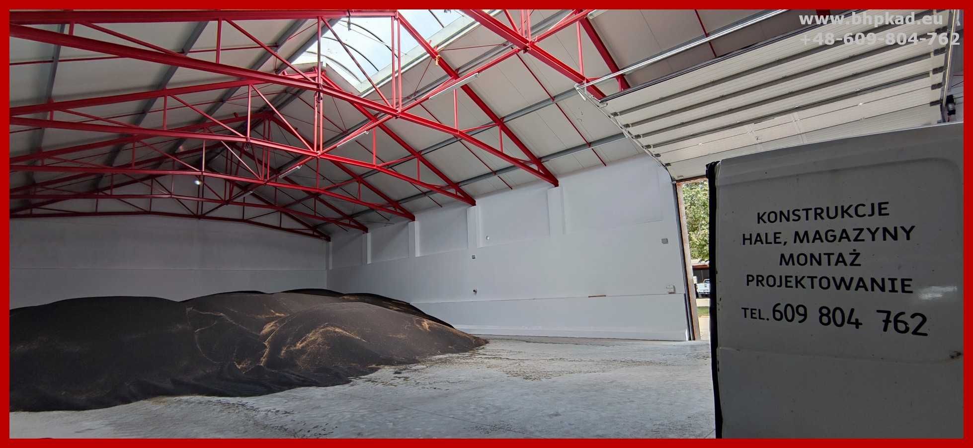 Wiązary dachowe. 14x36 m. Dach stalowy. Bindry. BHP KAD.