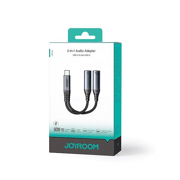 Adapter Dac 2w1 Joyroom Sy-c03 Usb-c do 2x Usb-c - czarny