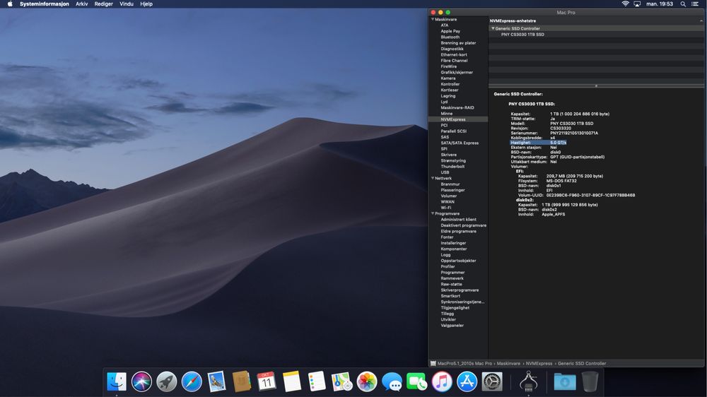 Mac Pro 5.1 mid 2010 12 rdzeni 64GB ram Radeon RX580 Sapphire Plus 8GB