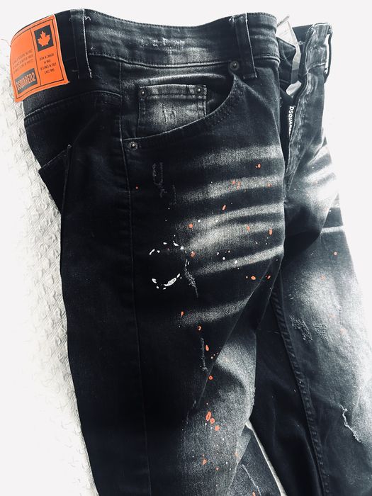 Spodnie Dsquared2 czarne nakrapiane meskie