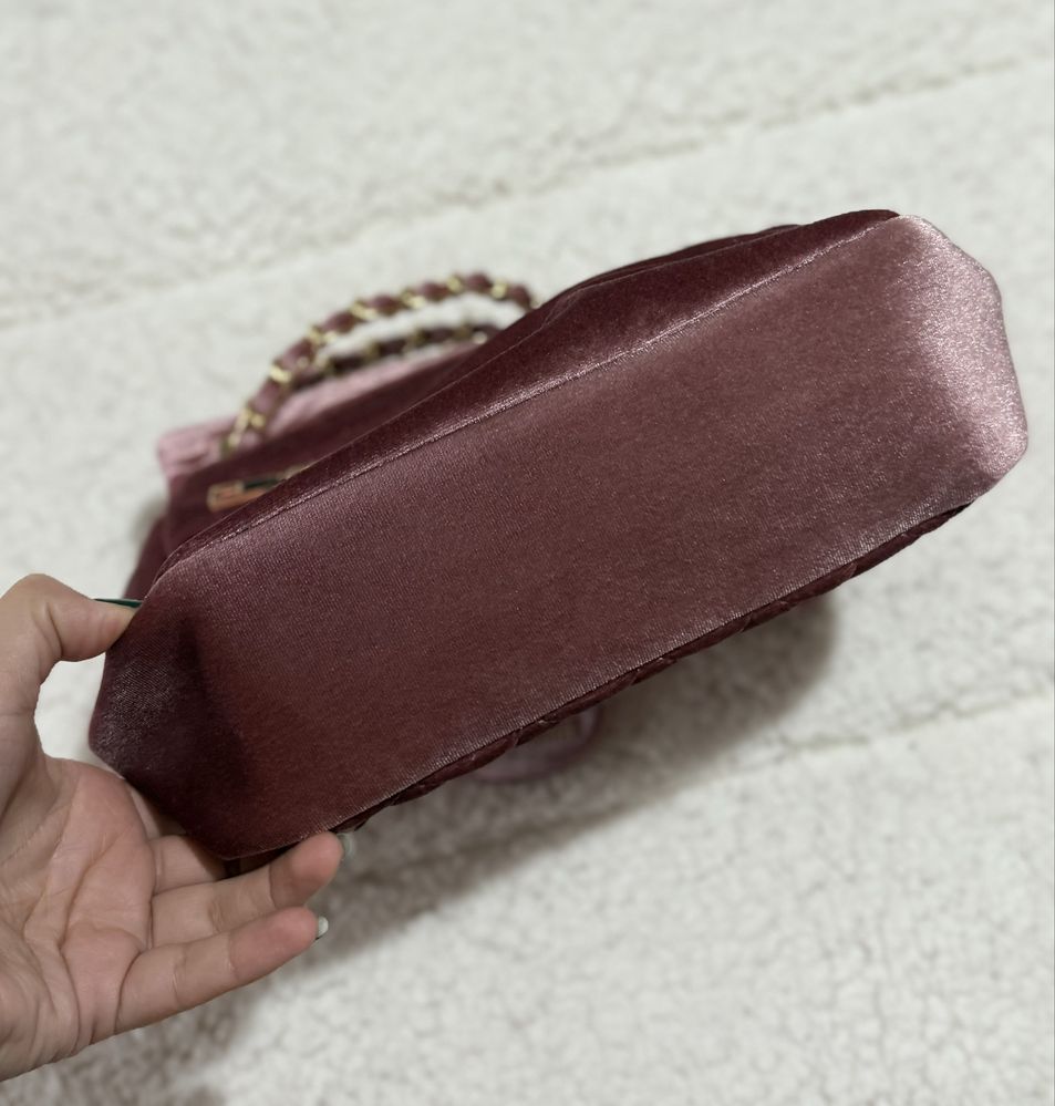 Mala veludo rosa