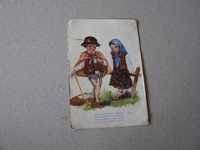 Jontek i Halka stara góralska, barwna pocztówka 1929r.