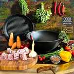 Казан 15л, Ø40см,вага 14,5кг з чавунною кришкою-сковородою гриль