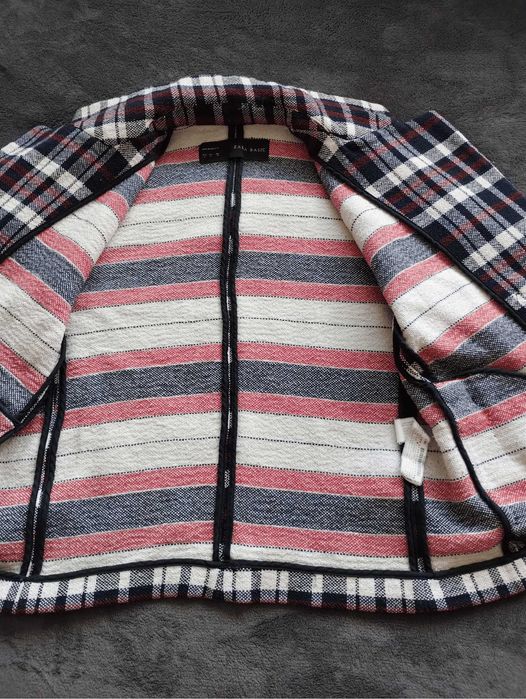 Płaszcz dziewczęcy, bosmanka, w kratkę, ZARA Basic, roz. L