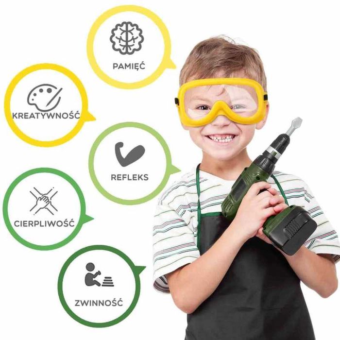 Duża Skrzynka z Narzędziami dla Dzieci Zestaw Majsterkowicza