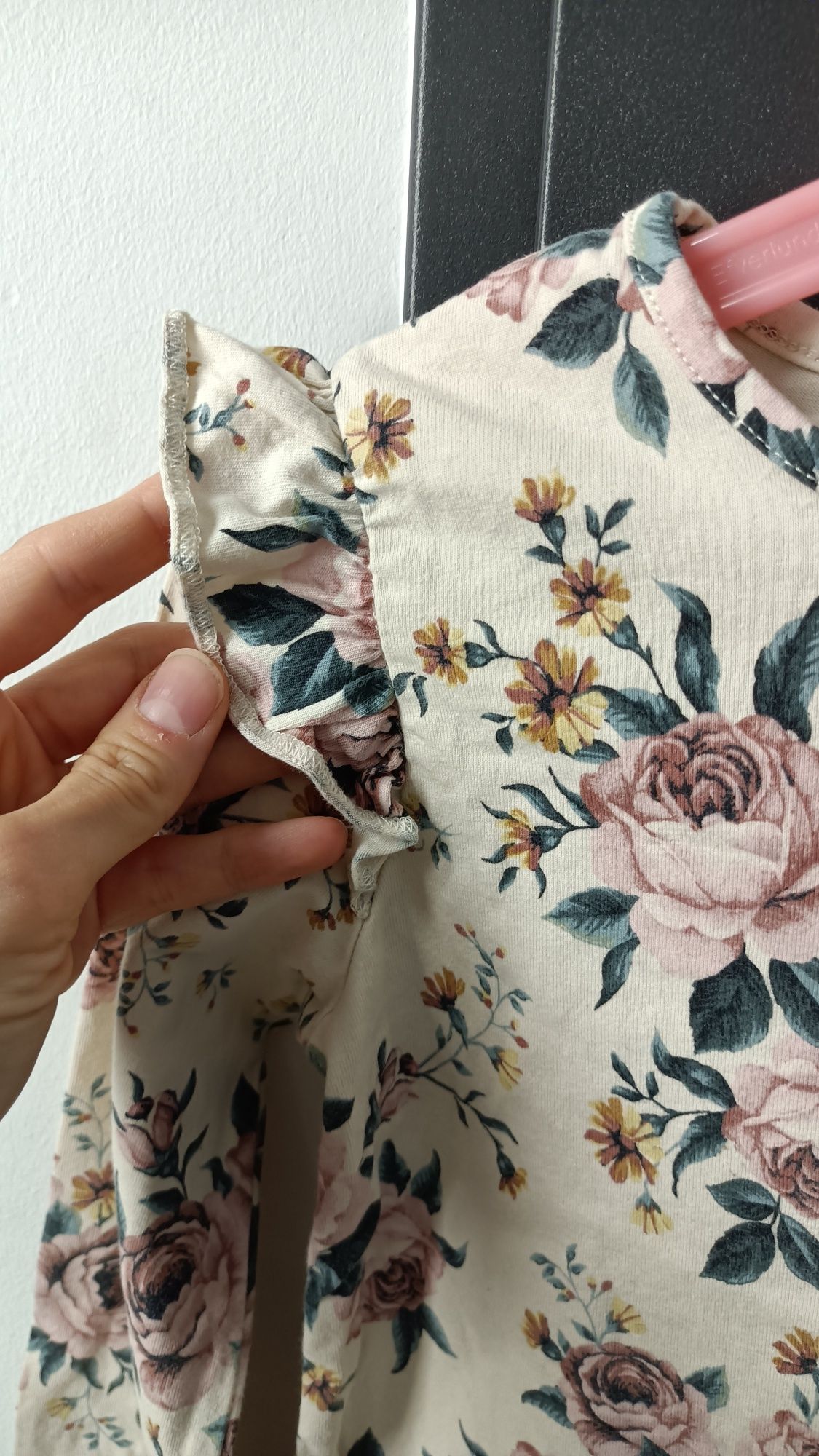 Bluzka z długim rękawem Newbie 98-104 dla dziewczynki w kwiaty
