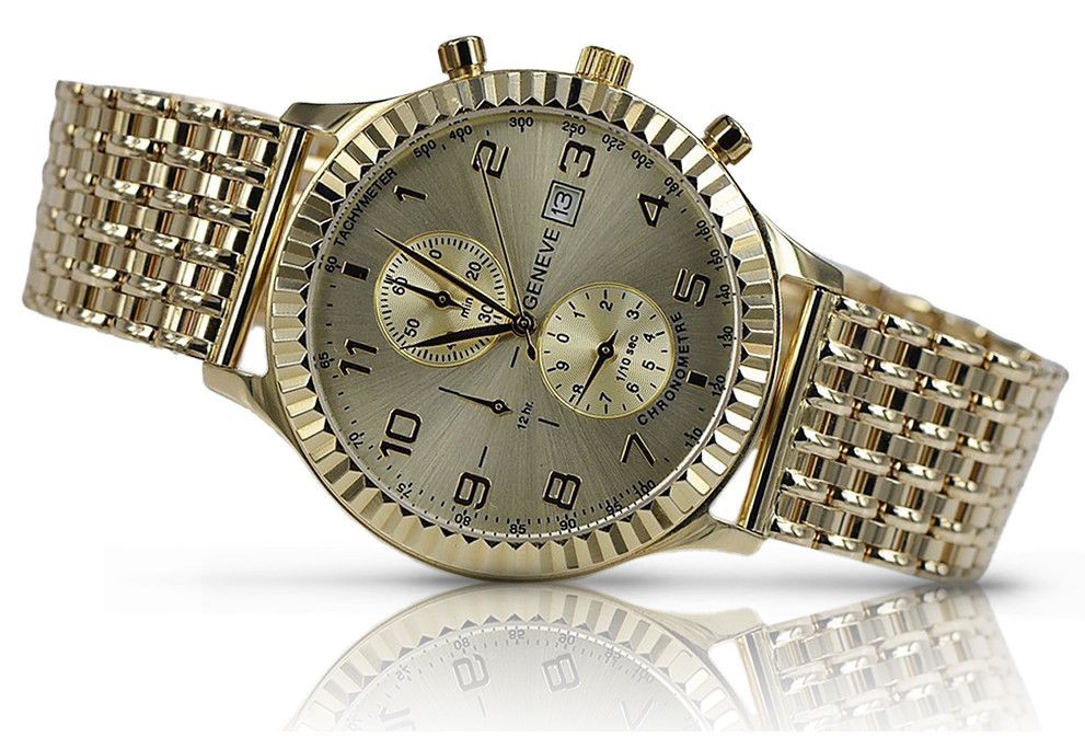 Złoty zegarek 14k 585 z bransoletą męski Geneve mw007y&mbw013y Gdańsk