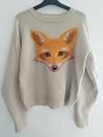 Beżowy sweter z lisem House, oversize M/L