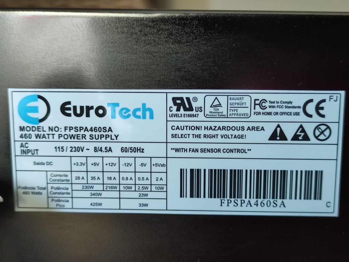 Fonte de alimentação PC / PSU / Eurotech 460 watt FPSPA460SA