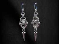 Kolczyki "Steel Ritual" – stal chirurgiczna, kolce & kręgi, 6cm