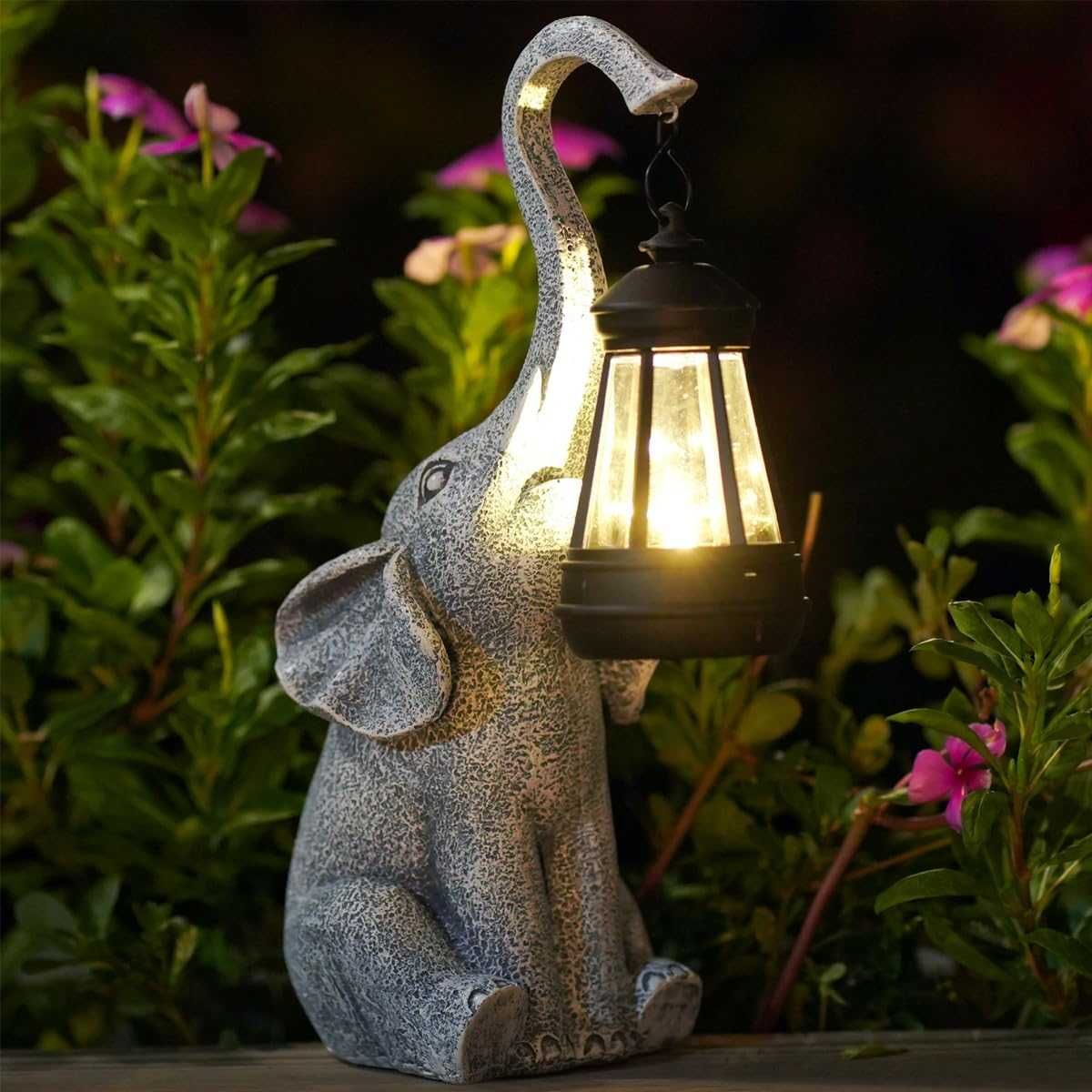 Lampa solarna Dekoracja ogrodu Yeomoo figurka słoń z latarnią