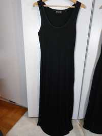 Długa czarna sukienka 40/L prosta sukienka maxi mała czarna sukienka L