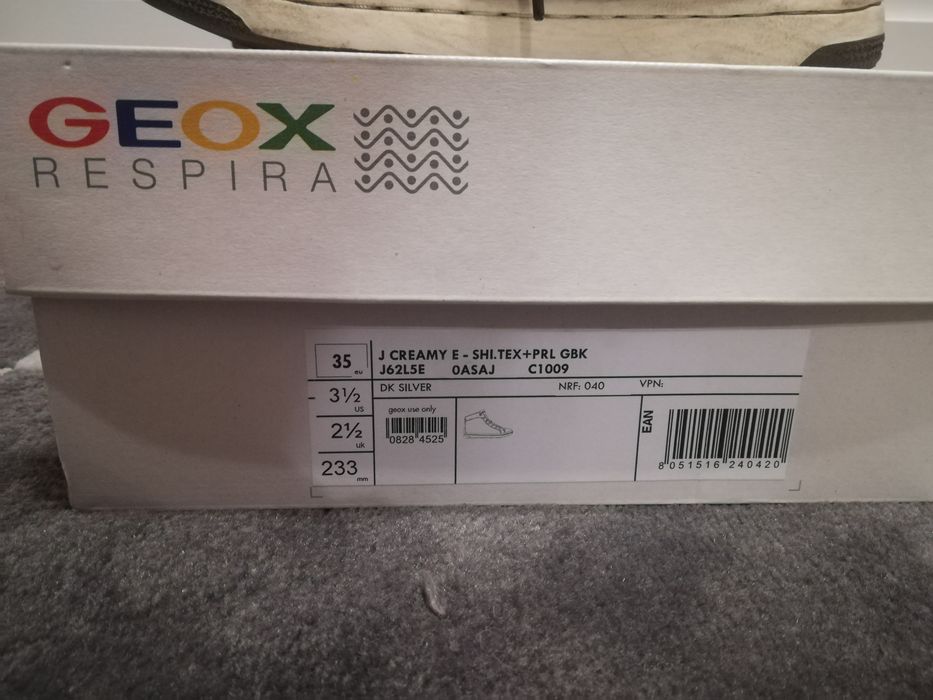 Geox respira skórzane jak nowe botki sneakersy 35