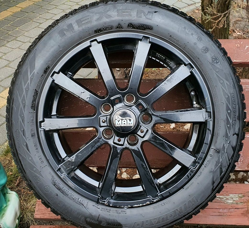 Komplet felg koła felgi czarne 16" 5x112 caddy vw