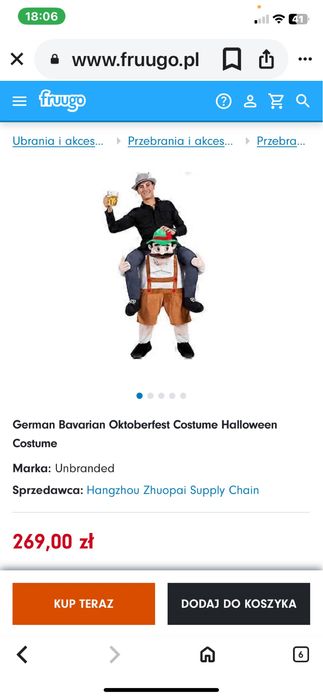 Śmieszny stroj bawarski”na barana”unisex