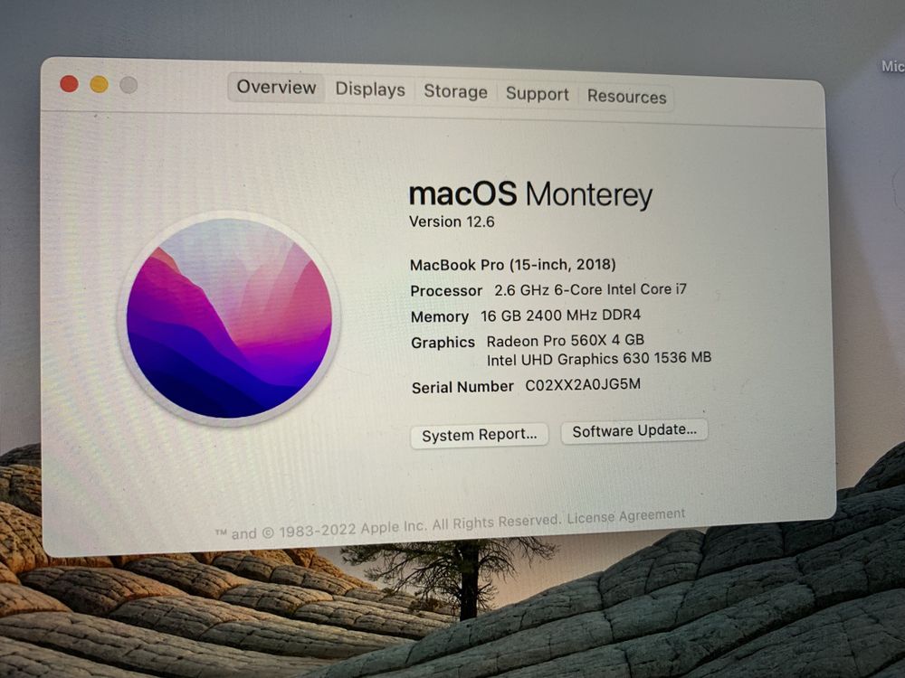 MacBookPro 15’ A1990 512GB 2.6Ghz 16GB
