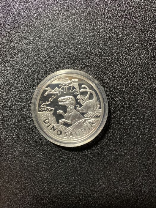 Srebrna moneta kolekcjonerska Tyrannosaurus Rex dinozaur