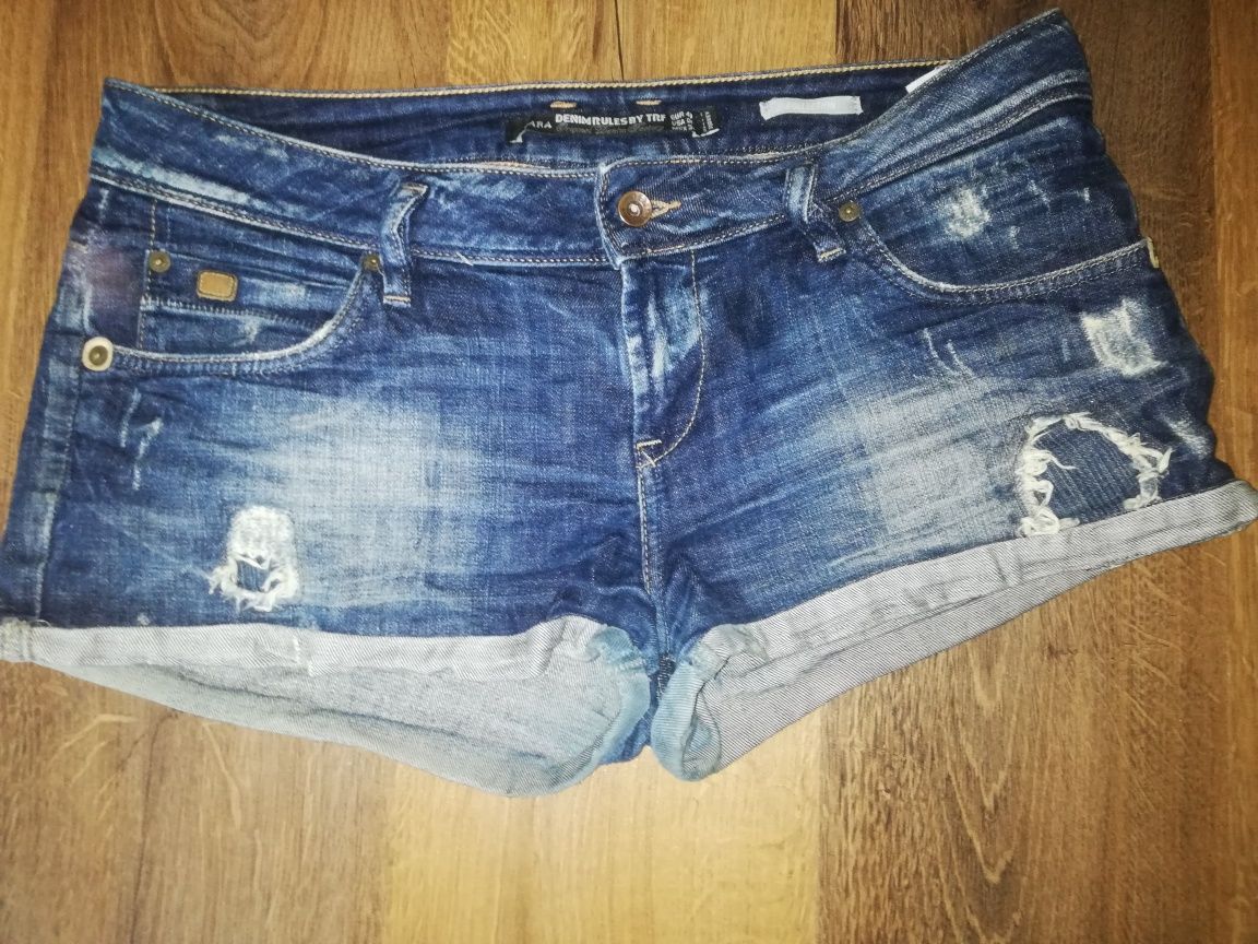 Zara jeansowe spodenki szorty dziury przetarcia 40 L