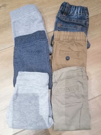 Zestaw 6x spodnie chino jeansy dresowe H&M Primark chłopiec r. 74