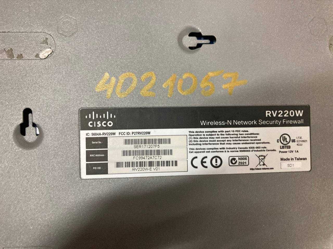 маршрутизатор-фаєрвол Wi-Fi-роутер Cisco RV220W-E-K9-G5-RF