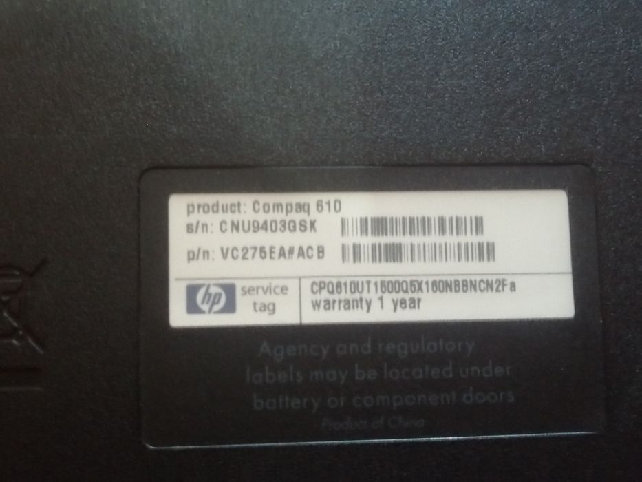 Ноутбук  Hp  Compaq 610