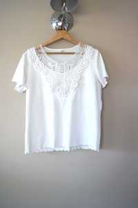 biala elegancka bluzka z koronka koronkowa koszulka bialy t-shirt 40L